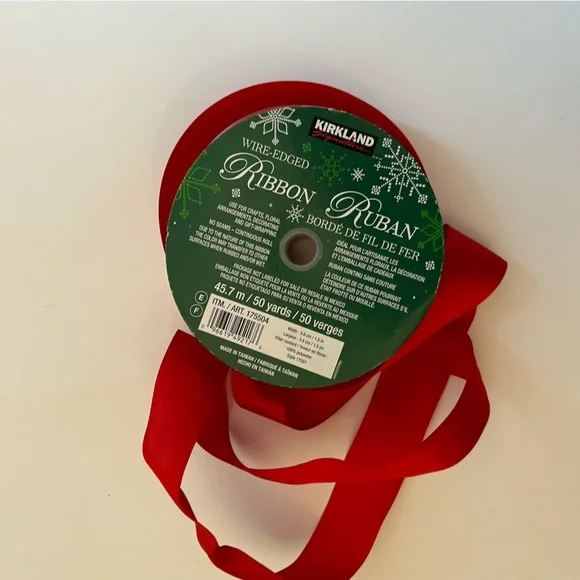 Red Ribbon Wire Edged Ribbon Red Satin Christmas Ribbon - Picture 3 of 9